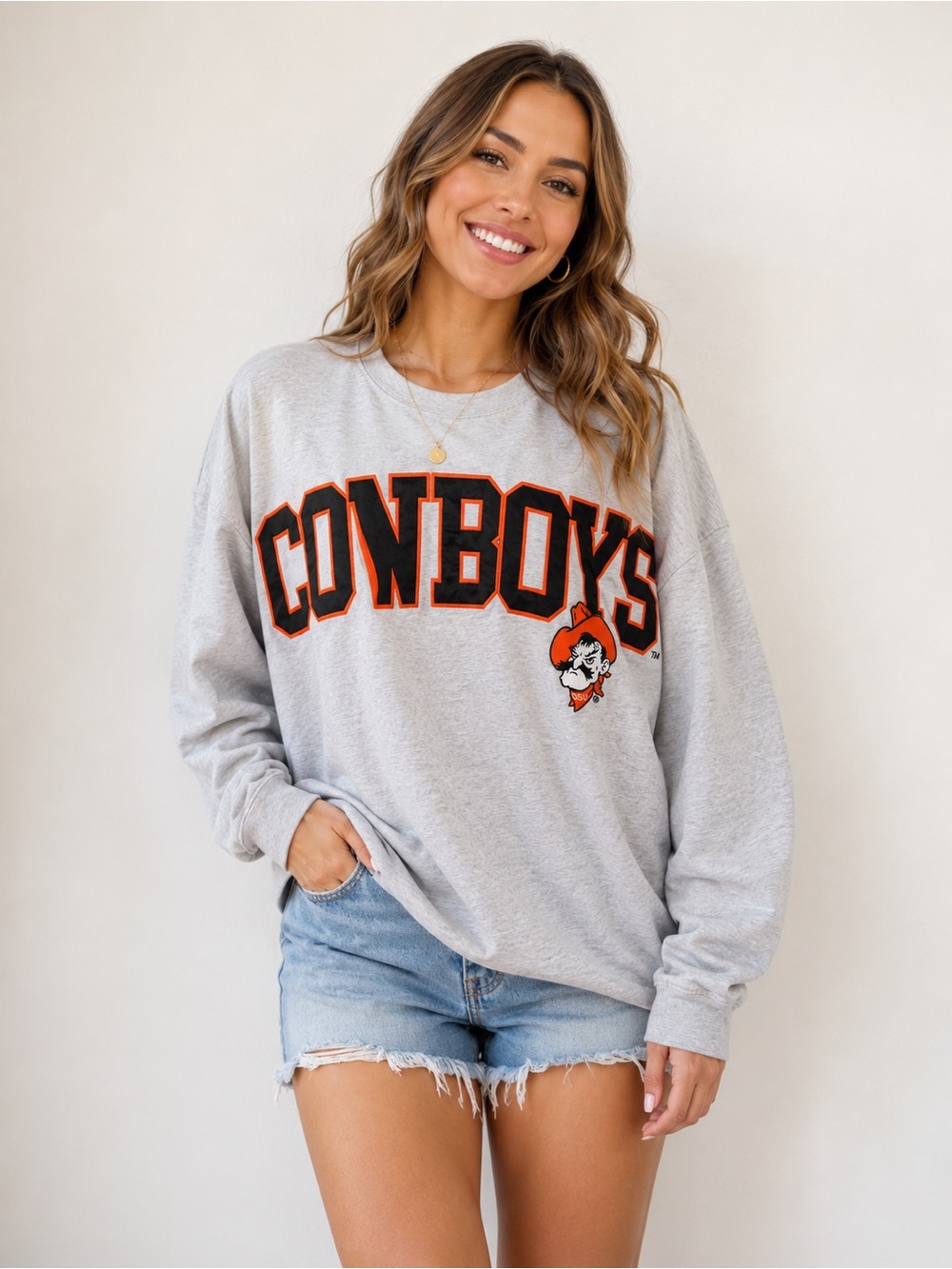 Oklahoma state Grey 'Cowboys' Graphic Crewneck Sweatshirt